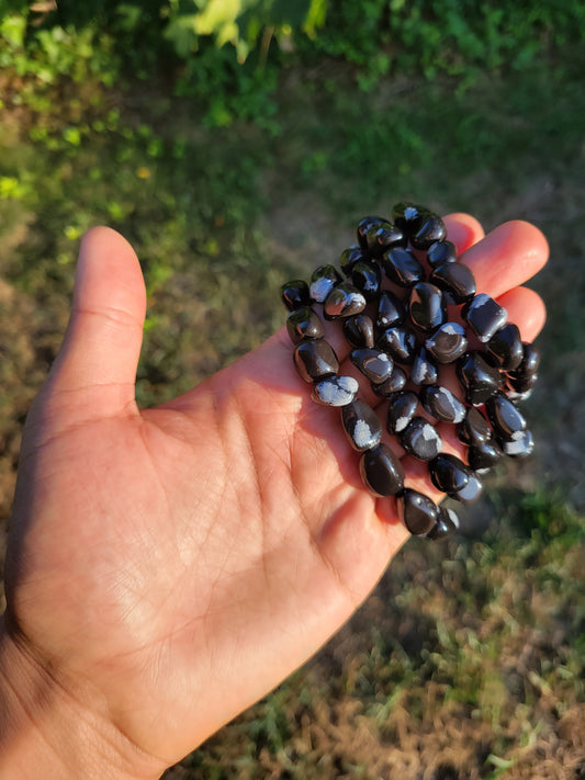 Reiki-Infused Snowflake Obsidian Bracelet